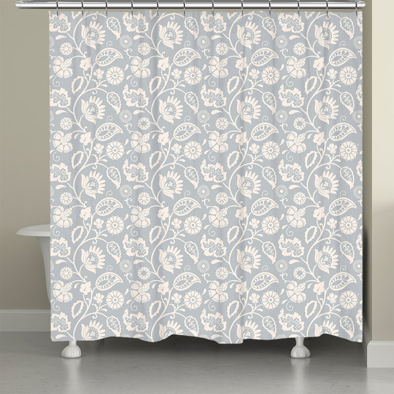 Rideau de douche Floral, Gris clair