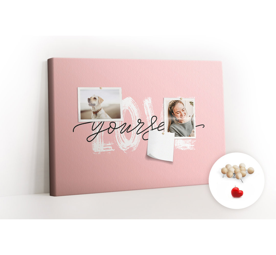 Wall Mounted bulletin board print wall art notice boards decorative corkboard Quote Love Yourself