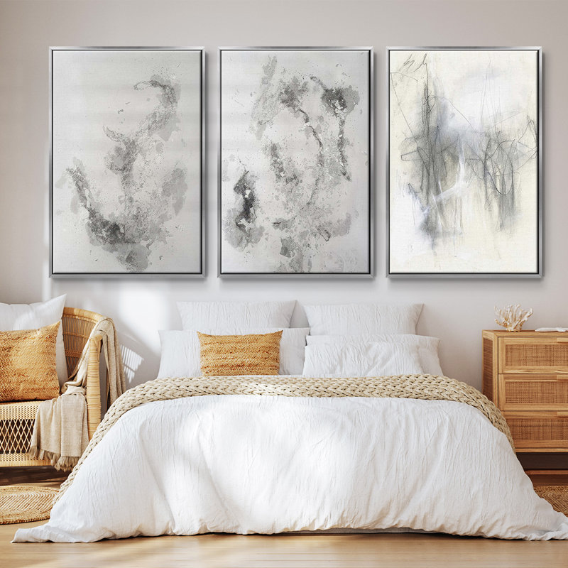 Frozen Vapor I, ensemble de 3 toiles encadrées sur toile, H 36 po x l 72 po, Encadrement argenté