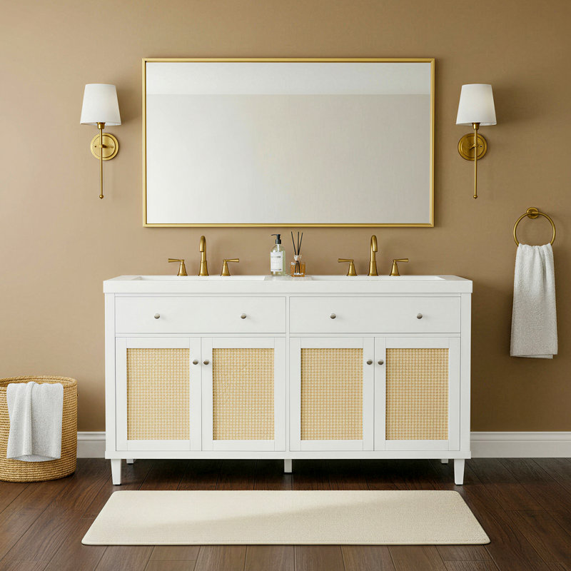 Meuble-lavabo 60 po avec double lavabo, Blanc