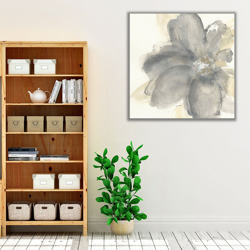 Floral gris I - reproduction d'art sur toile, H 20 po x l 20 po