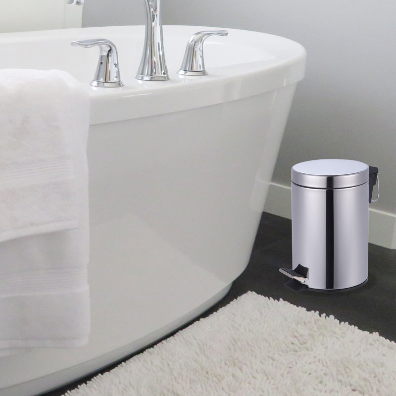 Crenshaw Metal Step On Kitchen Trash Can, Silver