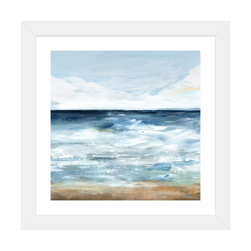 «Blue Ocean I» par Isabelle Z - reproduction d'art, H 24 po x l 24 po x p 1 po, Papier encadré blanc, Blanc