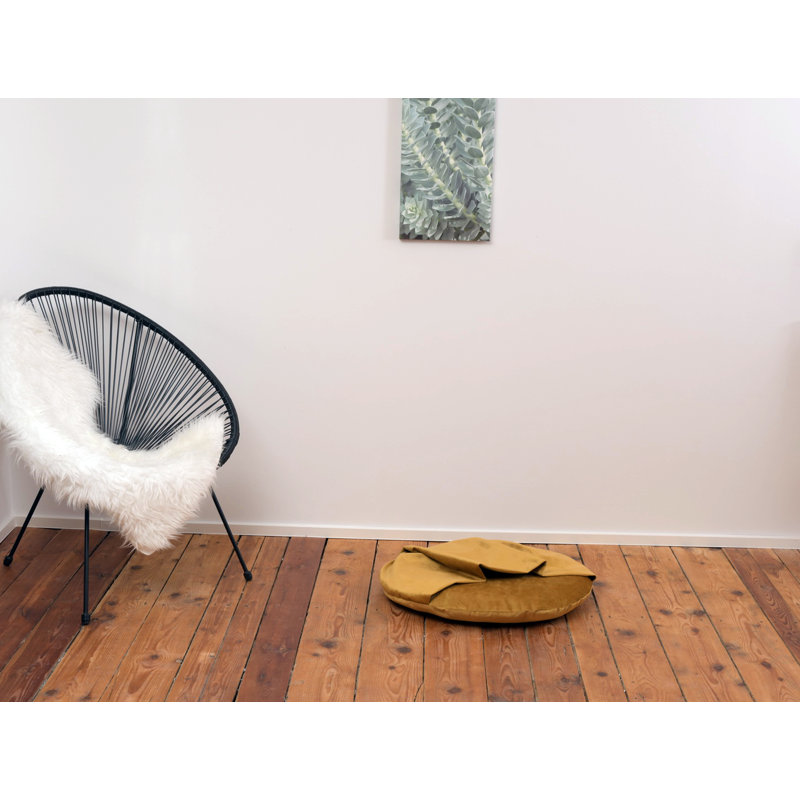 Zainab Polyester Pet Bed, Medium (43cm W x 43cm D x 20cm H), Mustard
