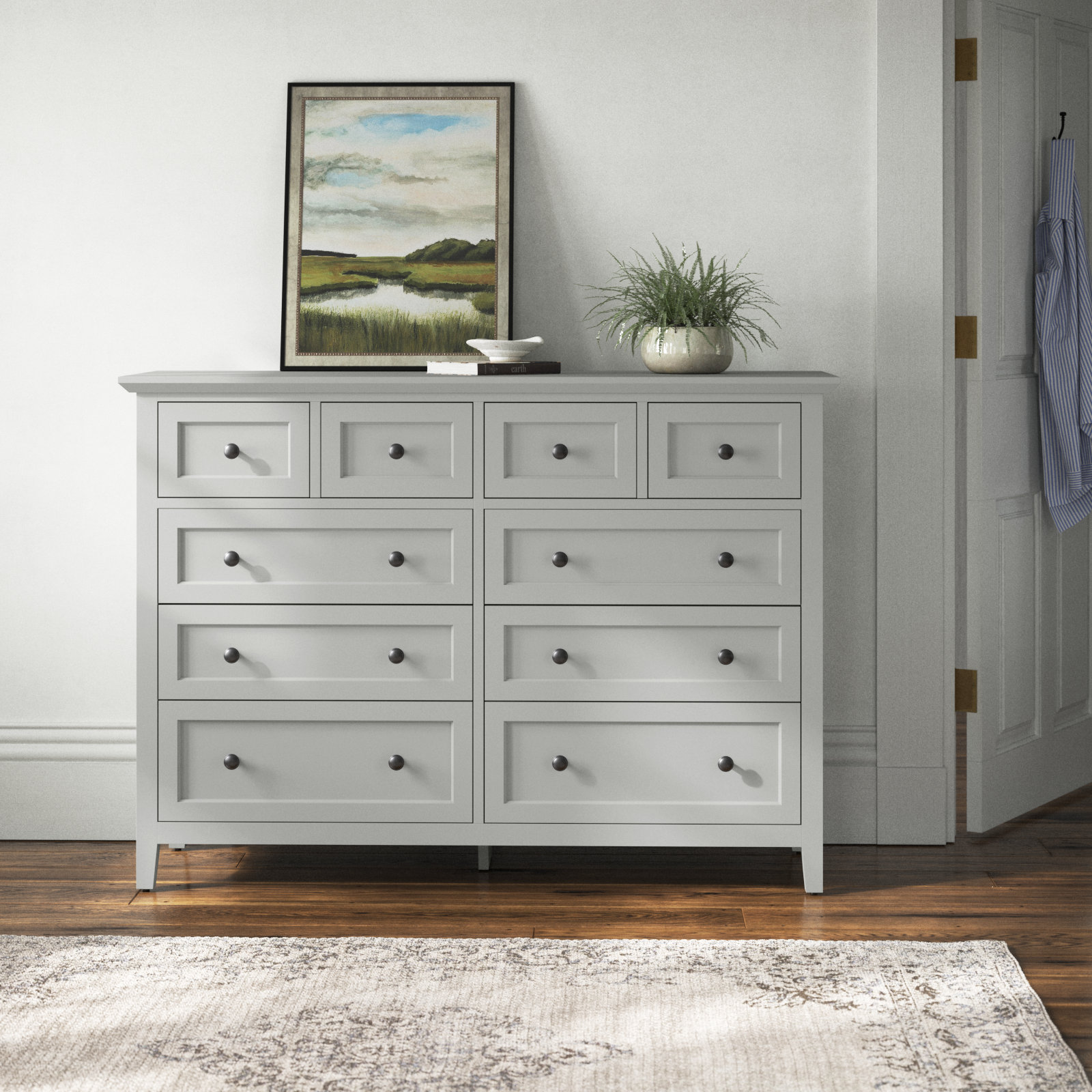 Renee 60" Mahogany Double Dresser, Gray