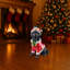 Statue de Noël de chien, figurine de chien de Noël en tenue de père Noël rouge