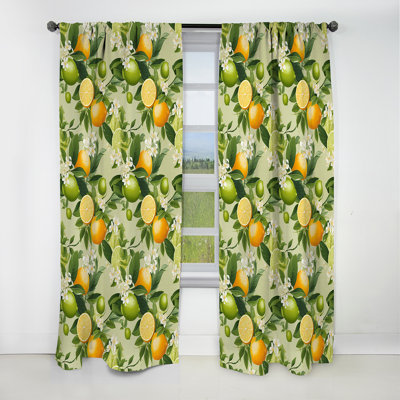 Motif tropical citronné zeste III - Rideau floral - Rideau floral occultant en velours - 1 panneau