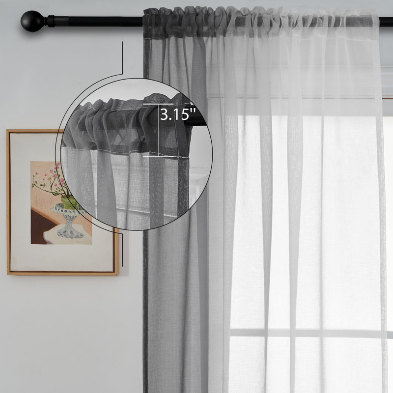Gradient Sheer Curtains for Room Decor,Chiffon Gradient Semi Voile Rod Pocket Window Drapes,Set of 2, Grey, 54" W x 84" L