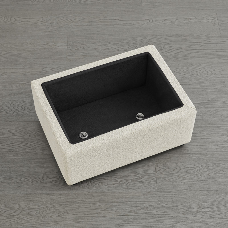 23.6” W  Upholstered Ottoman With Storage, Beige