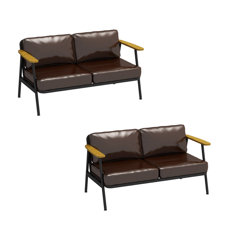 Banc rembourré en similicuir de style industriel, Café noir