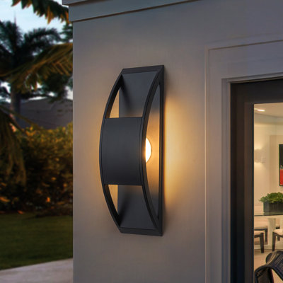 Applique murale d'extérieur à DEL moderne noir mat, éclairage extérieur chaud pour le patio et le vestibule
