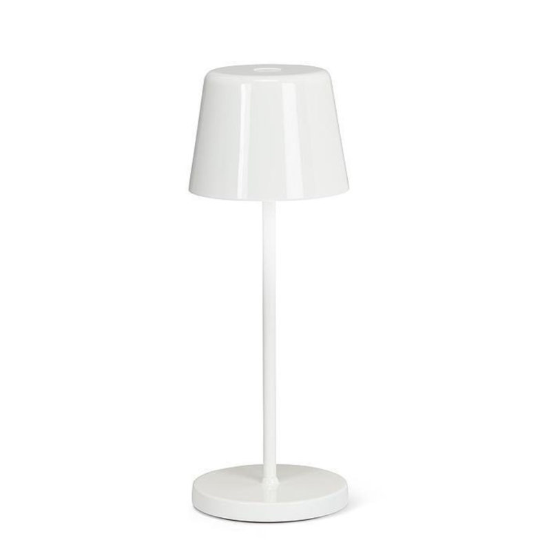  Lampe de table à DEL en forme de cloche Crosby, rechargeable avec luminosité à intensité variable, décoration moderne compacte avec base de chargement pour bureau ou salle à manger, 8 po, blanc brillant