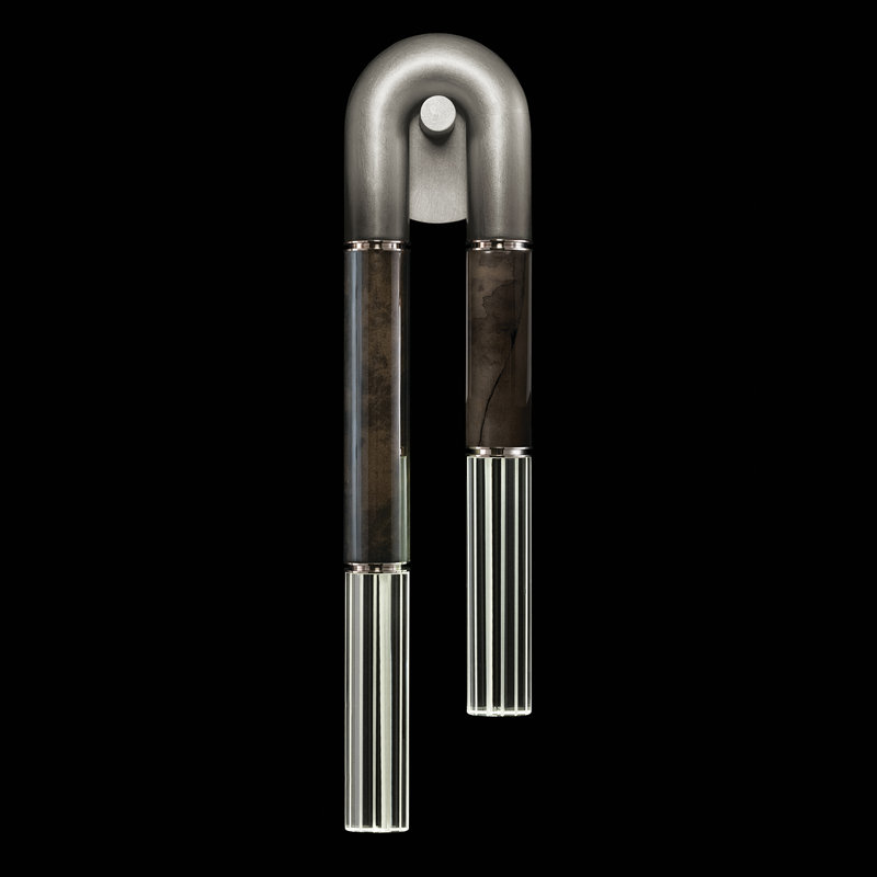 Antonia Iron LED Flush Mounted Sconce, Ombre Silver/Nickel/Charcoal