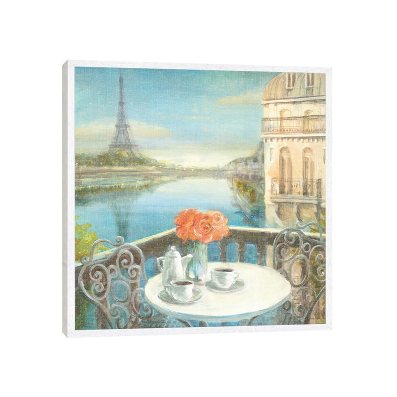 Morning On The Seine by Danhui Nai - Print on Canvas, White Framed, 66.04 cm H x 66.04 cm W