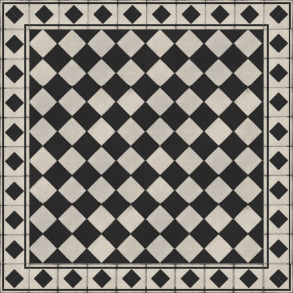 Chess Black Cushioned Kitchen Mat, Rectangle 2' x 4'