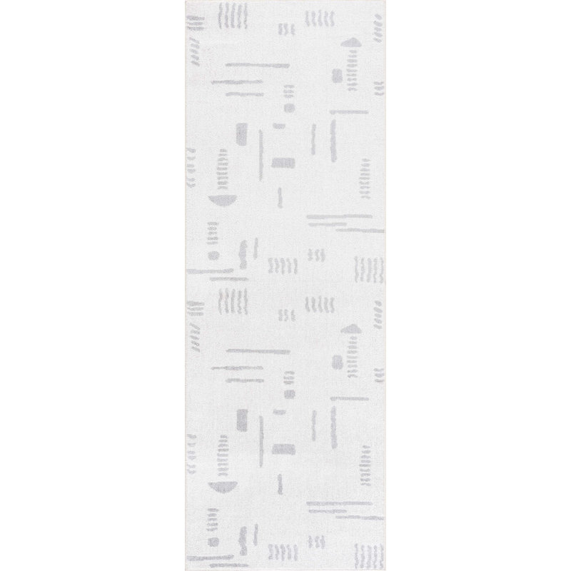 Kaamini Abstract Machine Washable Cream Area Rug, Runner 2'7" x 7'3"