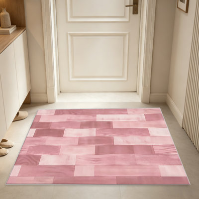Tapis rose Patchwork pour le salon, doux et confortable, convient à toutes les saisons, facile à entretenir, tapis de sol intérieur lavable à la machine, sous la table de ferme convenant à la chambre à coucher, à la salle à manger, au bureau, au patio, au balcon, à la décoration intérieure
