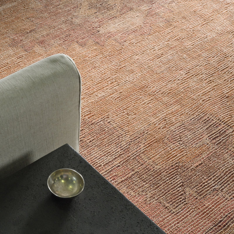 Tapis oriental brun clair en mélange de jute tissé à la main Gwin, Rectangle 6 pi x 9 pi