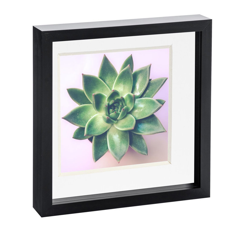 Nicola Spring - 3D Box Photo Frame - 10 x 10" with 8 x 8" Mount, Black/White