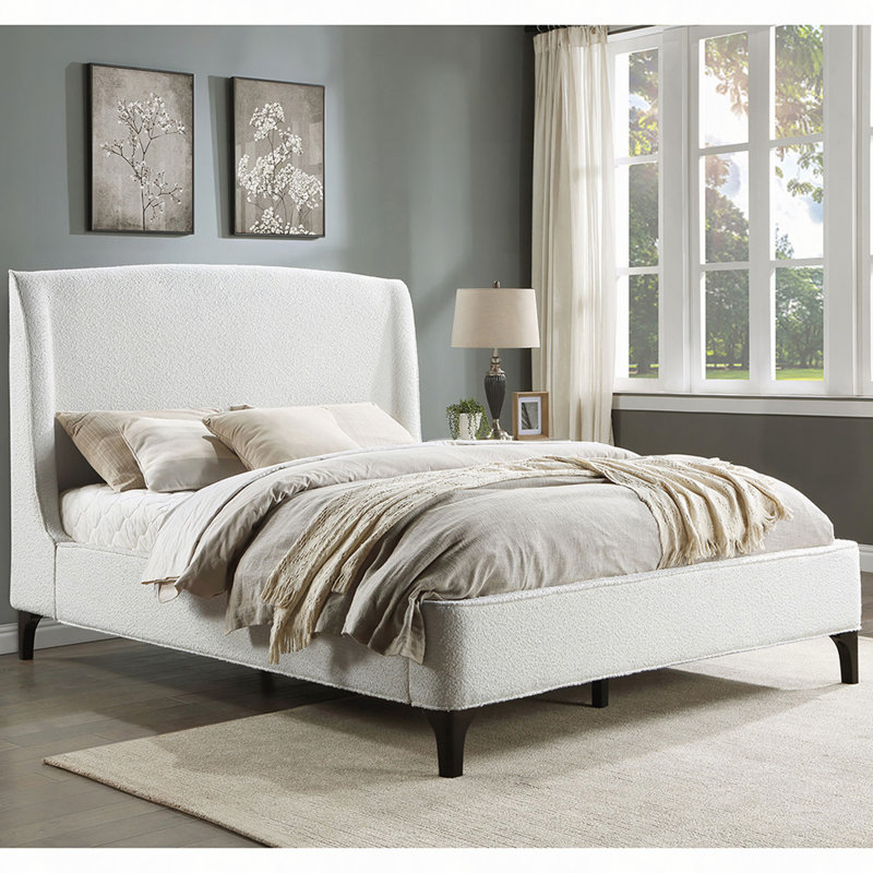 Upholstered Eastern King Wingback Bed