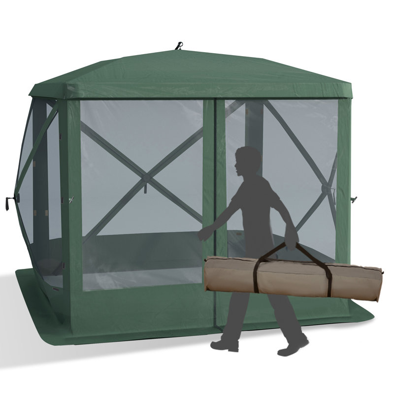 Outsunny Pop Up Camping Canopy Gazebo Screen Shelter Tent With Single Person Easy Set-Up, Green