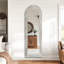 Miroir arqué pleine longueur - cadre en bois de paulownia massif, finition rustique blanchie à la chaux, options de tailles multiples, fixation murale ou inclinée pour la chambre à coucher, le salon, le placard-1502232946