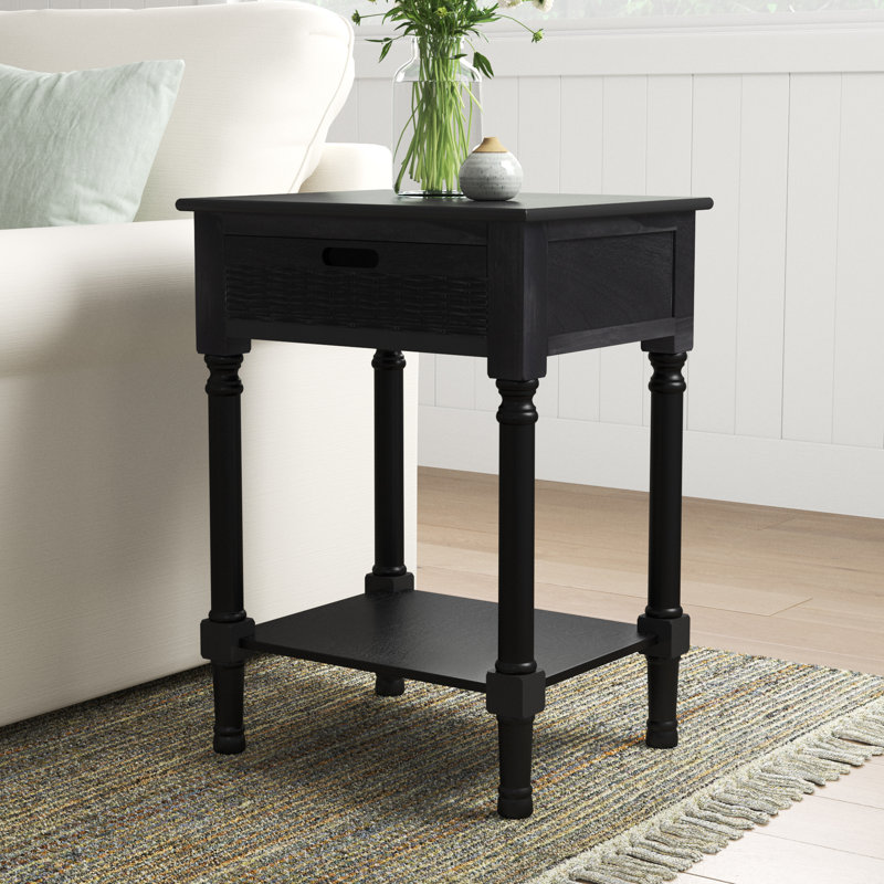 Peters End Table with Storage, Black