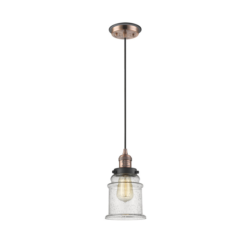 Alexandira 1 - Light Single Pendant, Seedy, Antique Copper with Matte Black accents