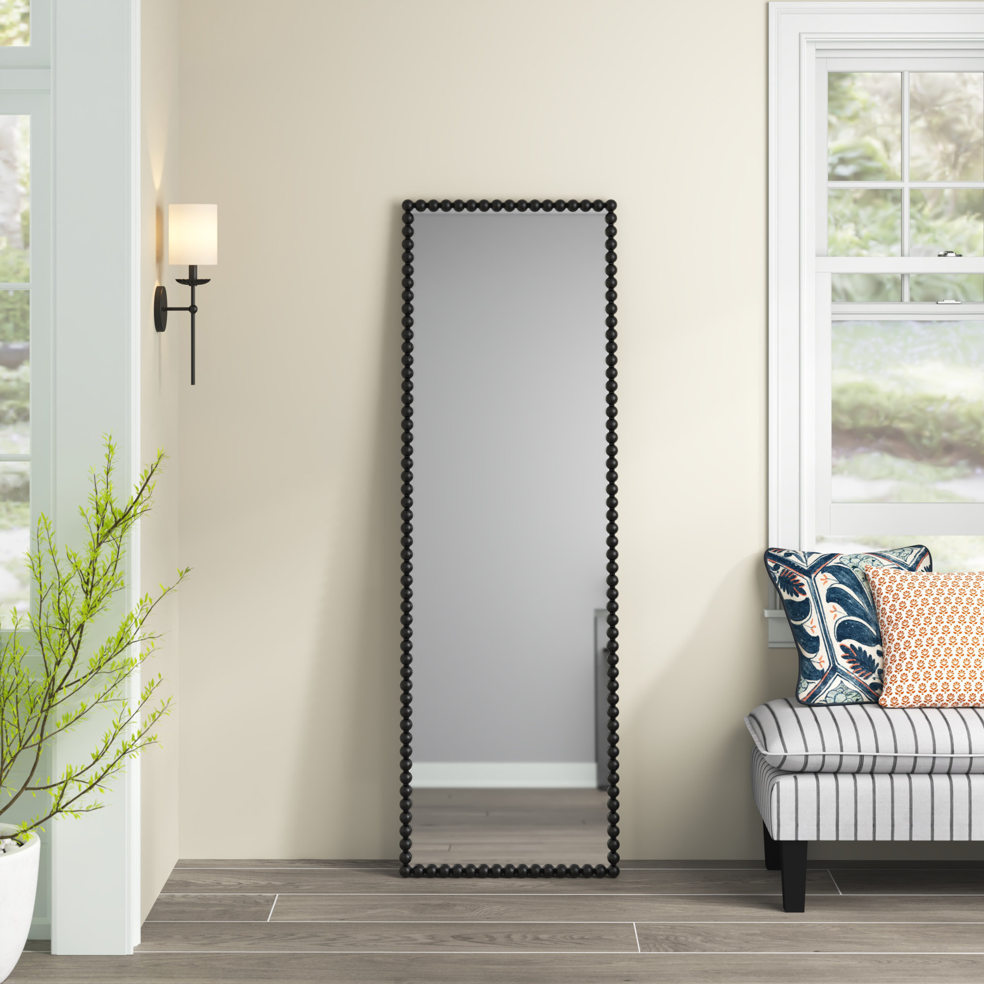 Sanne Metal Mirror, Satin Black, 72.25" H x 23.38" W
