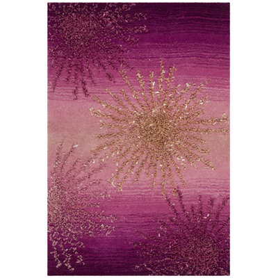 Amier Geometric Handmade Tufted Pink Area Rug