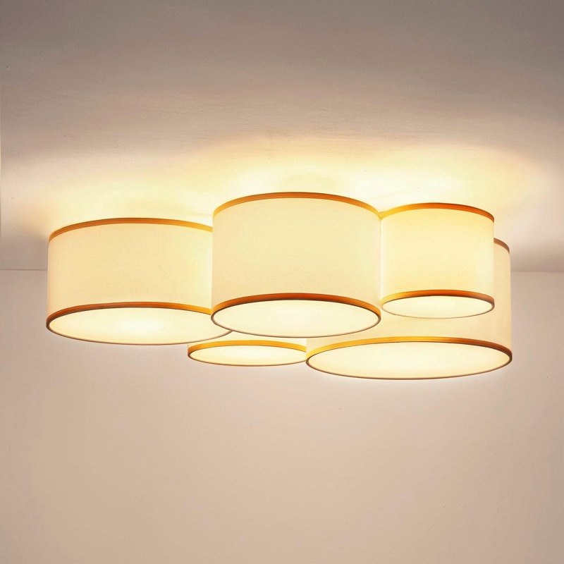 5-Light Cluster Drum Flush Mount Ceiling Light, Gold