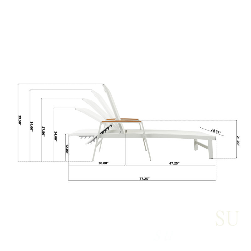 Ensemble de chaises longues d'extérieur OXTON avec cadre réglable en aluminium et sièges en filet pour la détente du patio