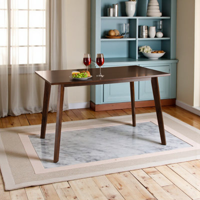 Chikamara Rubberwood Rectangular Solid Wood Top with Solid Wood Base Dining Table