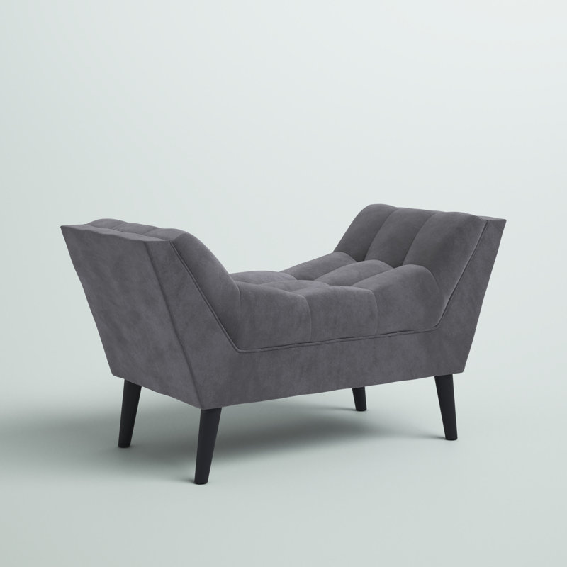 Hannum Velvet Upholstered Bench, Dark Grey