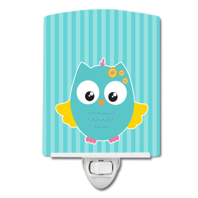 Owl and Stripes Ceramic Night Light