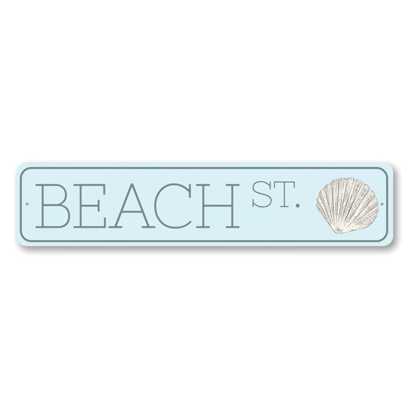 Plaque en aluminium Seashell Beach Street, H 4 po x l 18 po x P 0,04 po