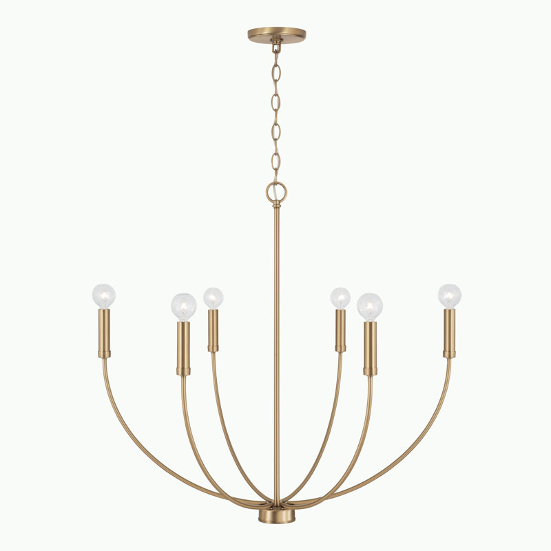 Ansley 6-Light Aged Brass Mid-Century Modern Chandelier