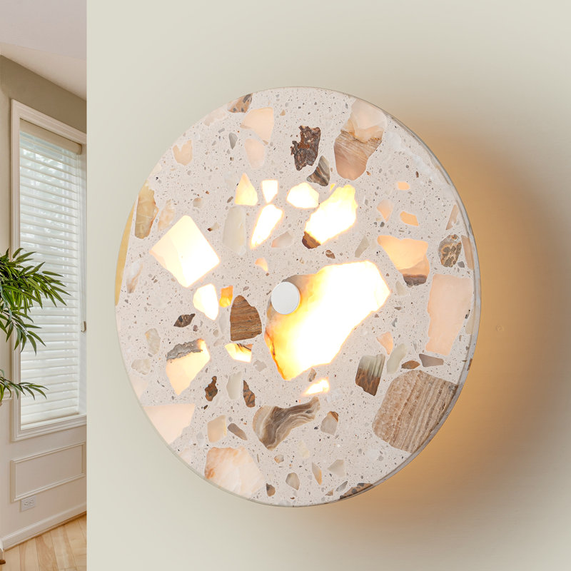 Modern 8.1" Hardwired Dimmable Integrated LED Terrazzo Flush Mount Wall Sconce