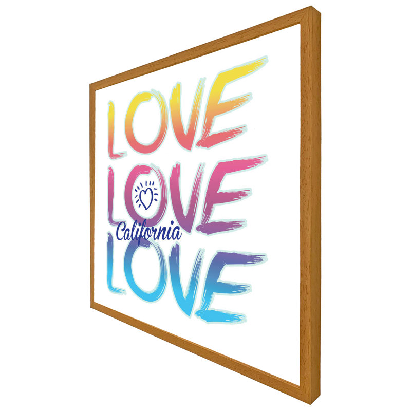 Burneyville Love California - Single Picture Frame Print, Black Framed, 31cm H x 31cm W x 4cm D