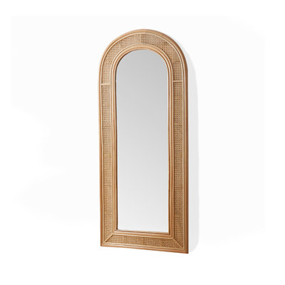 Retro Curved Rattan Woven Hollow High-Definition Full-Length Mirror