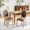 Élégantes chaises de salle à manger de style français avec structure en bois massif, boucle tirée à la main, similicuir et ressorts en acier confort, ensemble de 2
