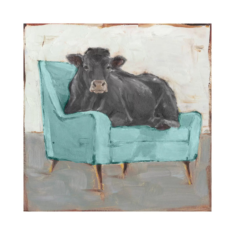 «Moo-ving in IV - Black» par Ethan Harper - reproduction d'art, Toile tendue, Pas de tapis, H 48 po x l 48 po x 1,5 po