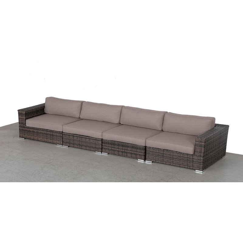Canapé de patio extérieur entièrement assemblé Demarest, Sunbrella taupe