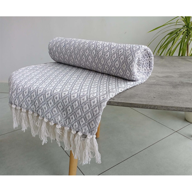 Cimino Machine Woven Throw Blanket, Silver, W178 x L254cm