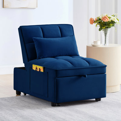 Navy Single Bed With Storage Pockets. Adjustable For Optimal Relaxation. Convertible Chaise Lounge. Space Saving Design. Fine Velvet. Construction. Quick Assembly Storage. Saving. Luxury Robust