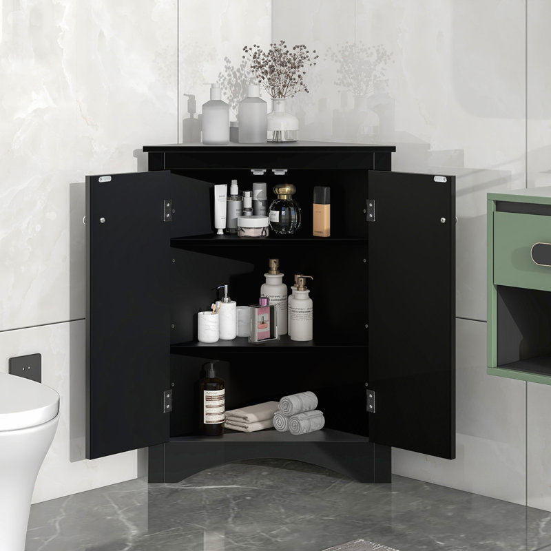 Armoire de rangement triangulaire pour salle de bain avec tablettes réglables