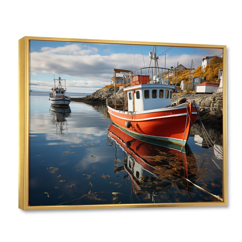 Canada maritime charme sur toile, Cadre flottant doré, H 34 po x l 44 po x P 1,5 po