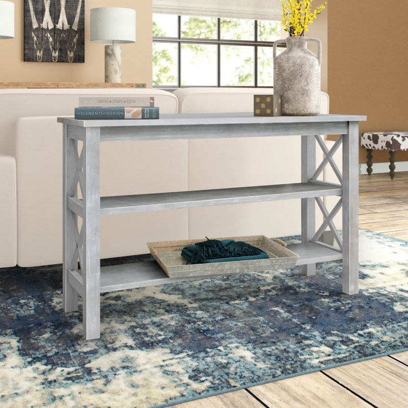 Console en bois massif 48 po Rossitano, Taupe-gris délavé