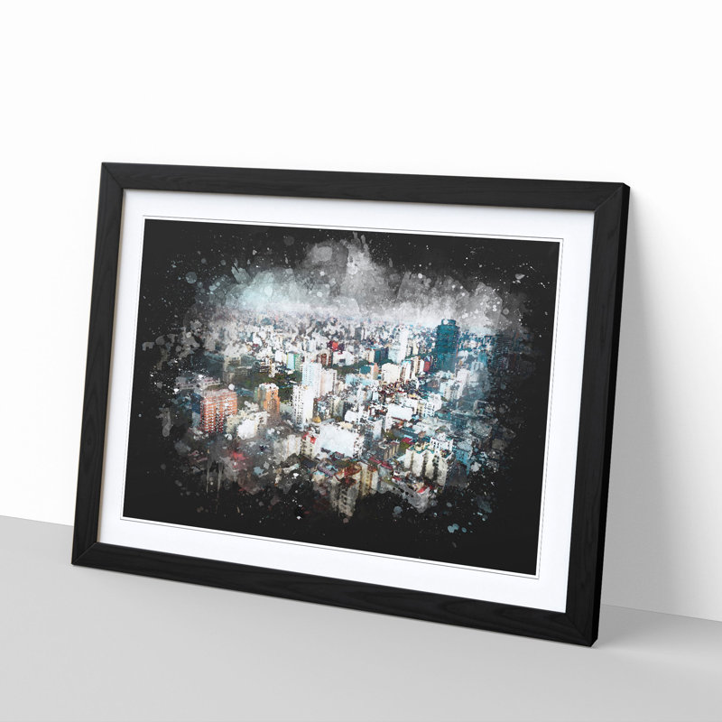 Buenos Aires Skyline in Argentina - Picture Frame Graphic Art Print, 45cm H x 63cm W x 2cm D, Black Framed