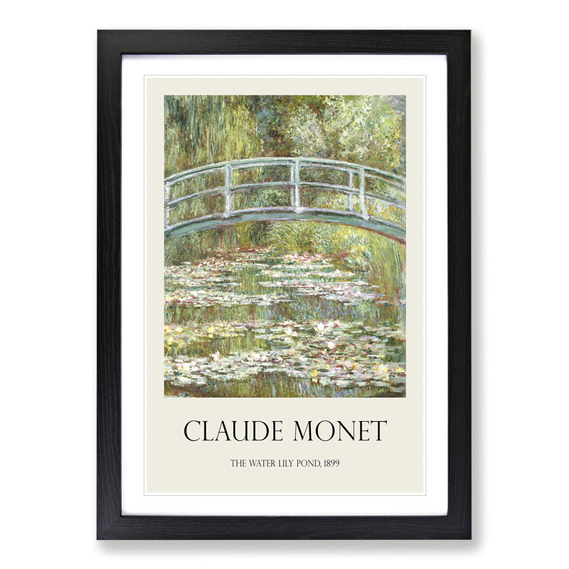 The Japanese Footbridge Vol.1 by Claude Monet - Picture Frame Painting, Black Framed, 36cm H x 27cm W x 2cm D